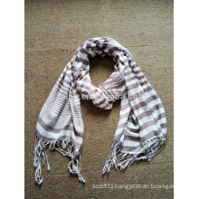 Fashion ladies viscose stripe fringe scarves